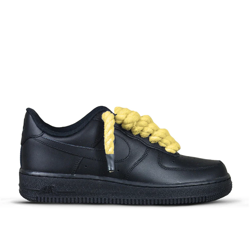 Pantofi Sport Air Force 1 Low Custom Rope Laces Black Yellow