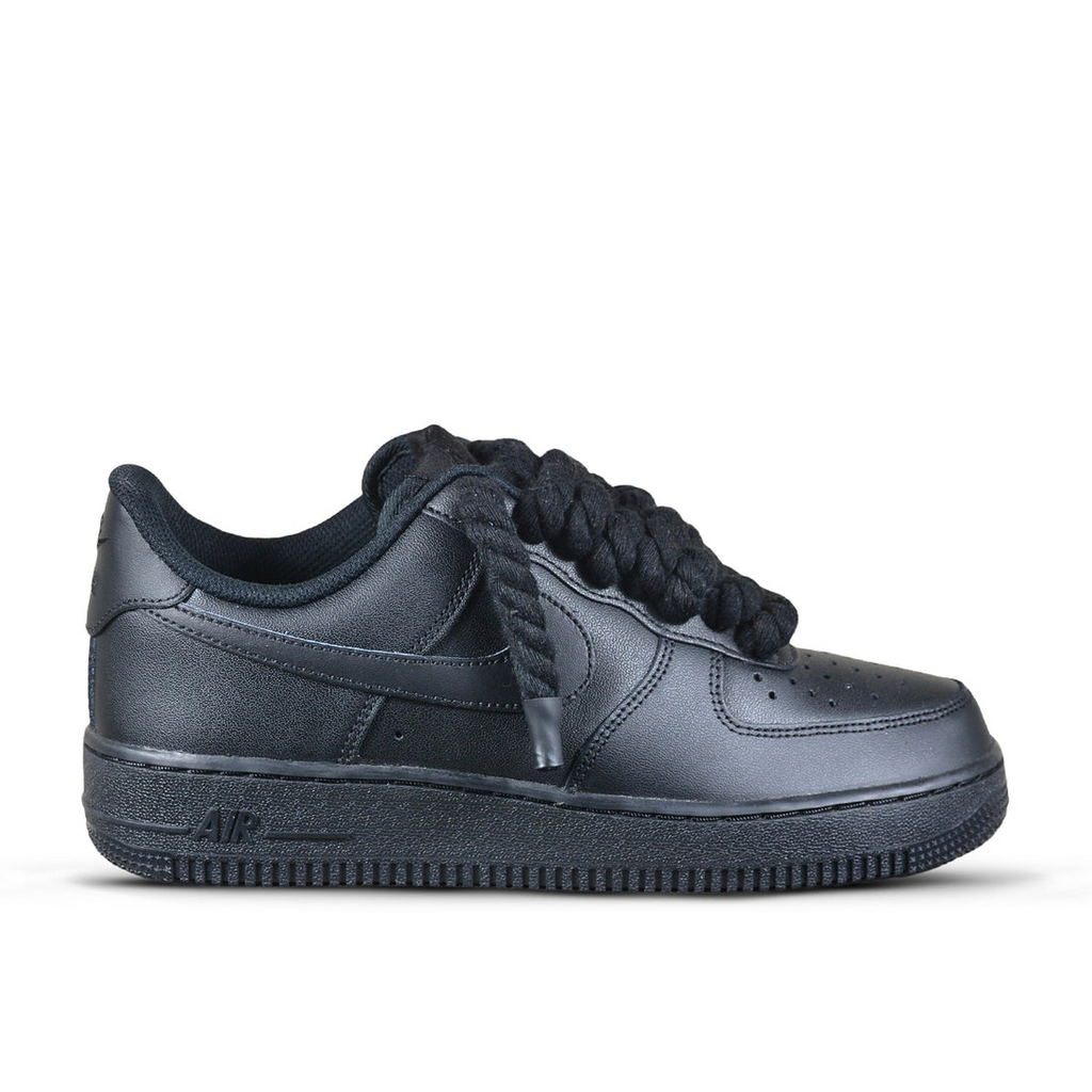 Pantofi Sport Nike Air Force 1 Low Custom Triple Black Rope Laces
