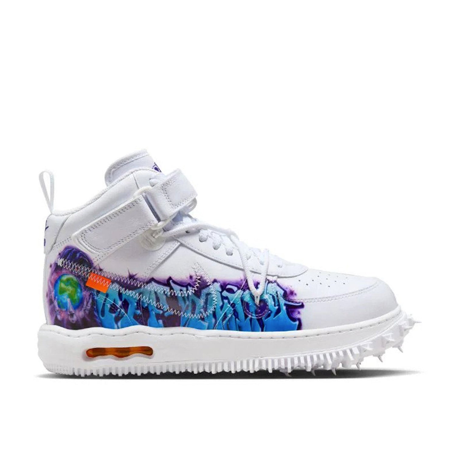 Pantofi Sport Nike Air Force 1 Mid x Off-White Grafitti Multicolor Alb-Albastru
