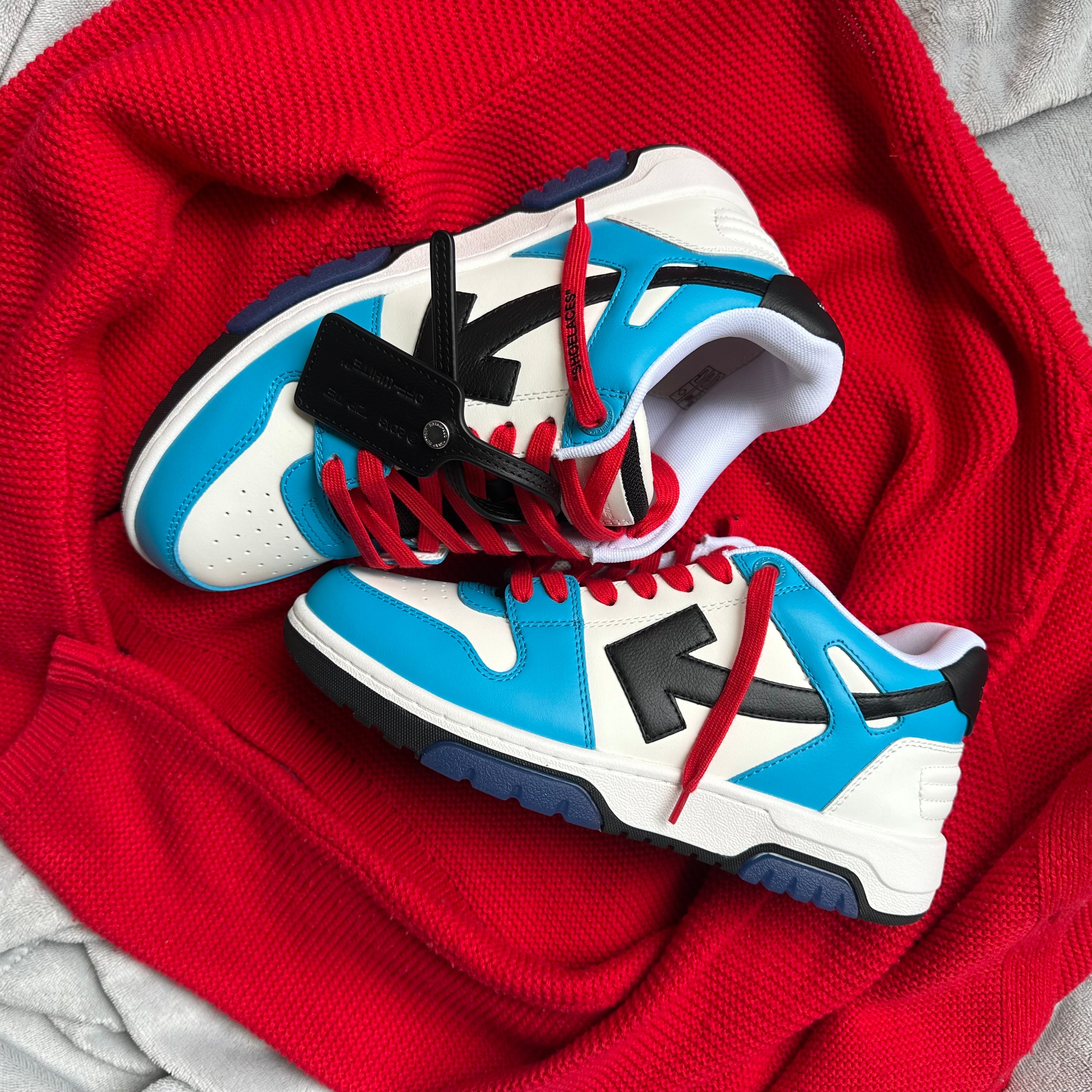 Pantofi Sport Off-White Out Of Office Low White Arctic Blue Red OMIA189S23LEA0014510