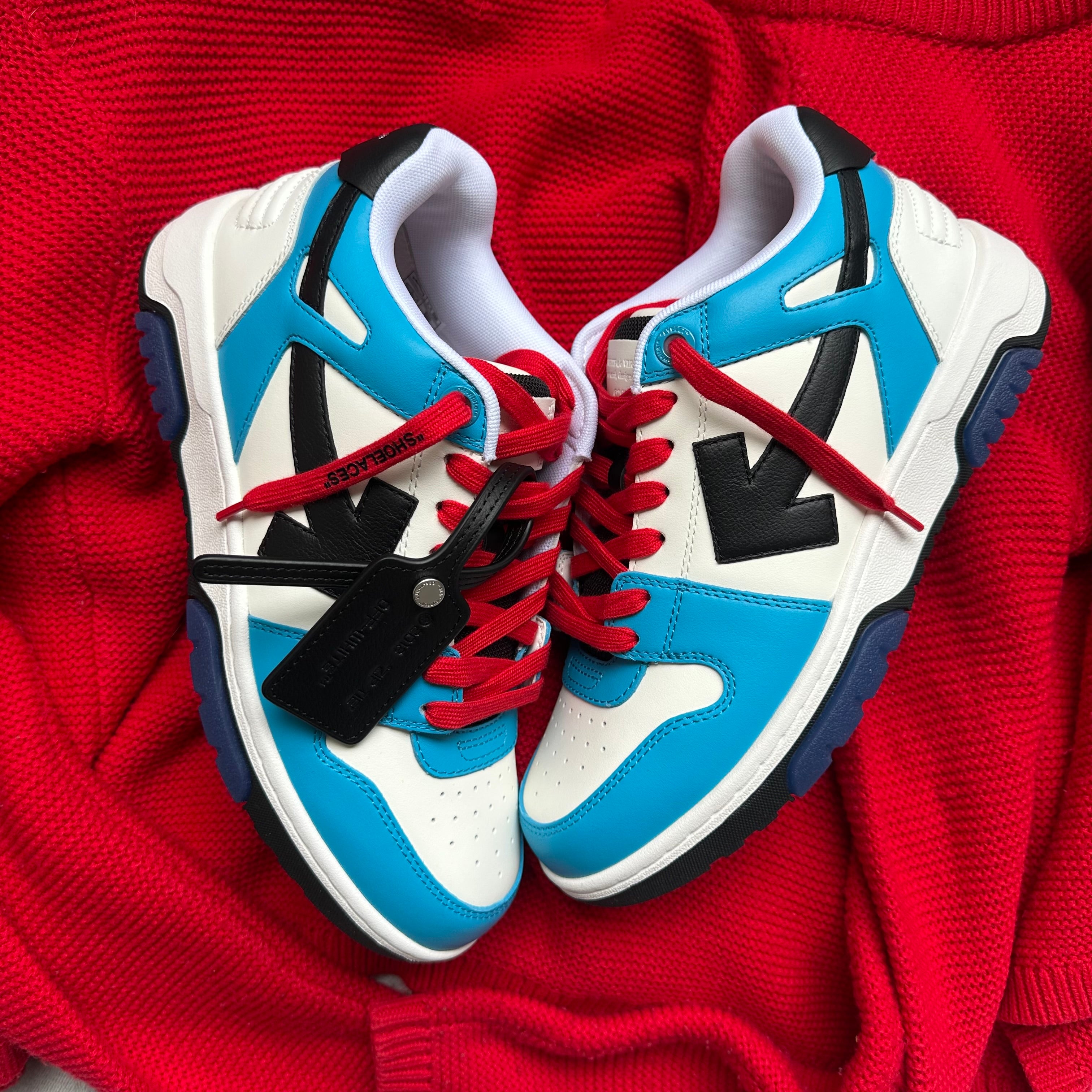Pantofi Sport Off-White Out Of Office Low White Arctic Blue Red OMIA189S23LEA0014510