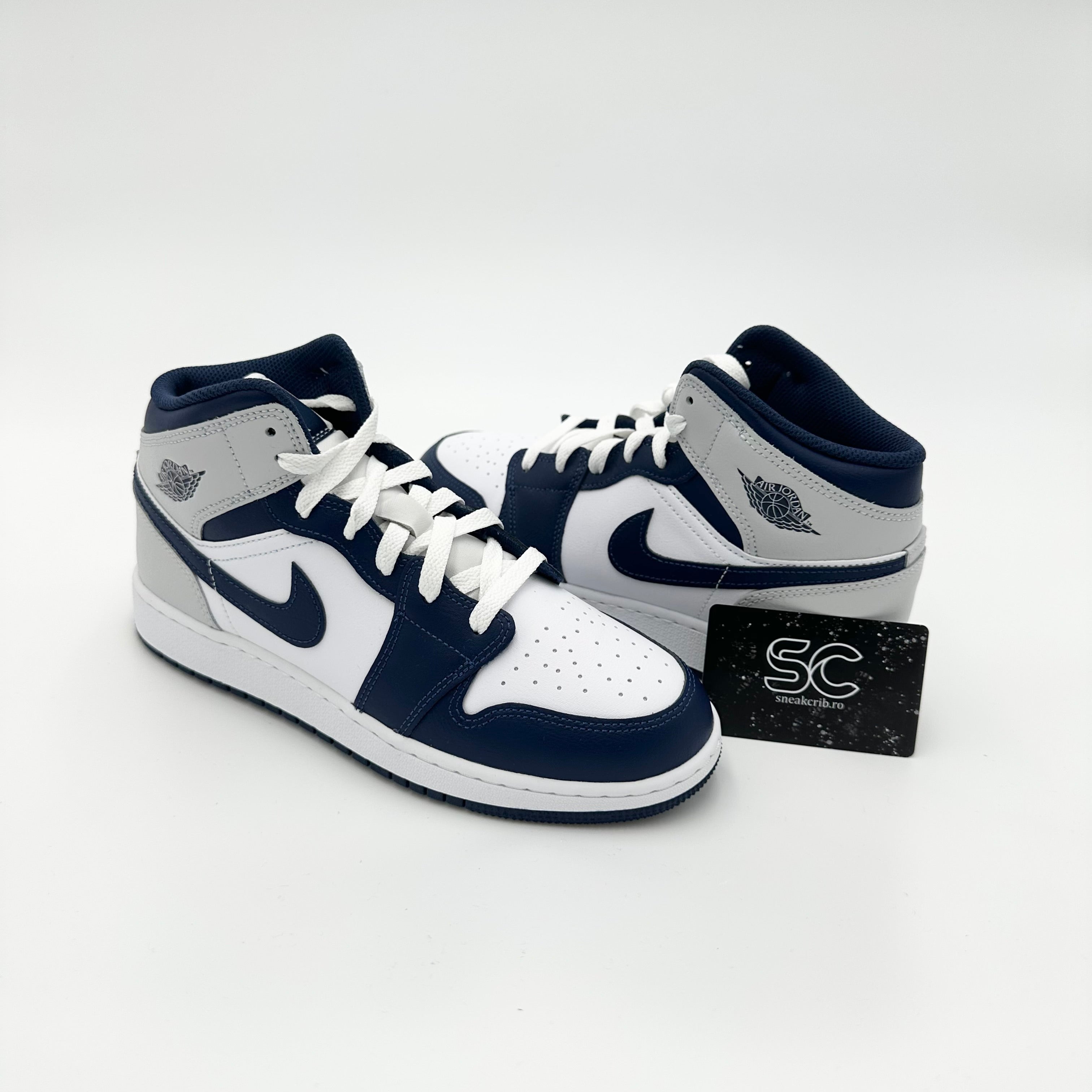 Pantofi Sport Air Jordan 1 Mid Wolfgrey Navy DQ8423-146