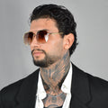 Ochelari de Soare Aviator Hexagonali Golden Barbat