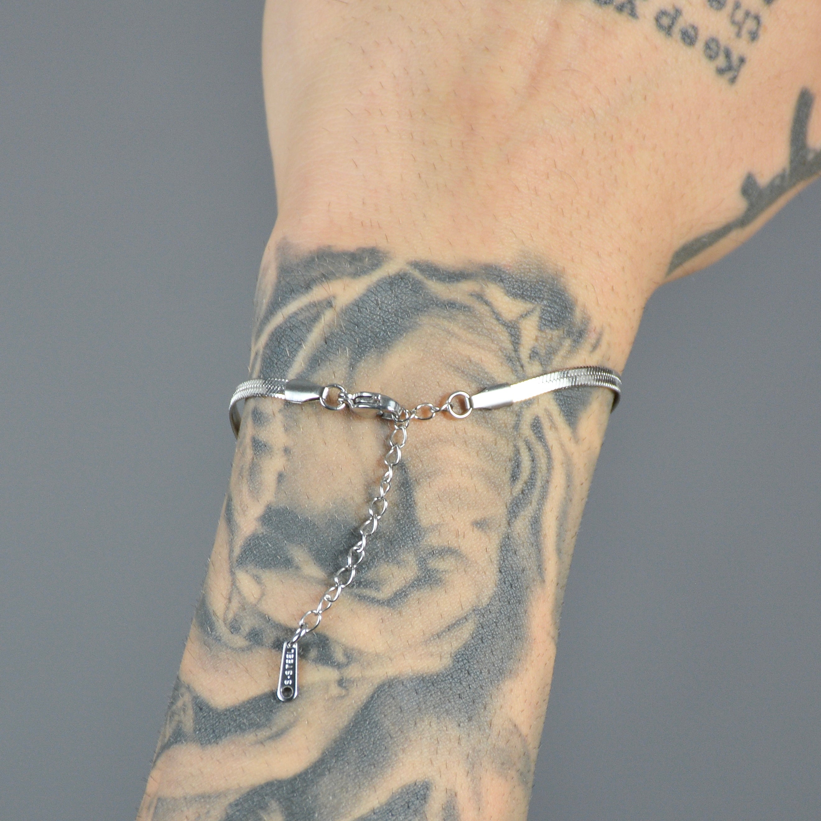 Bratara Unisex tip Snake Argintiu cu prelungire