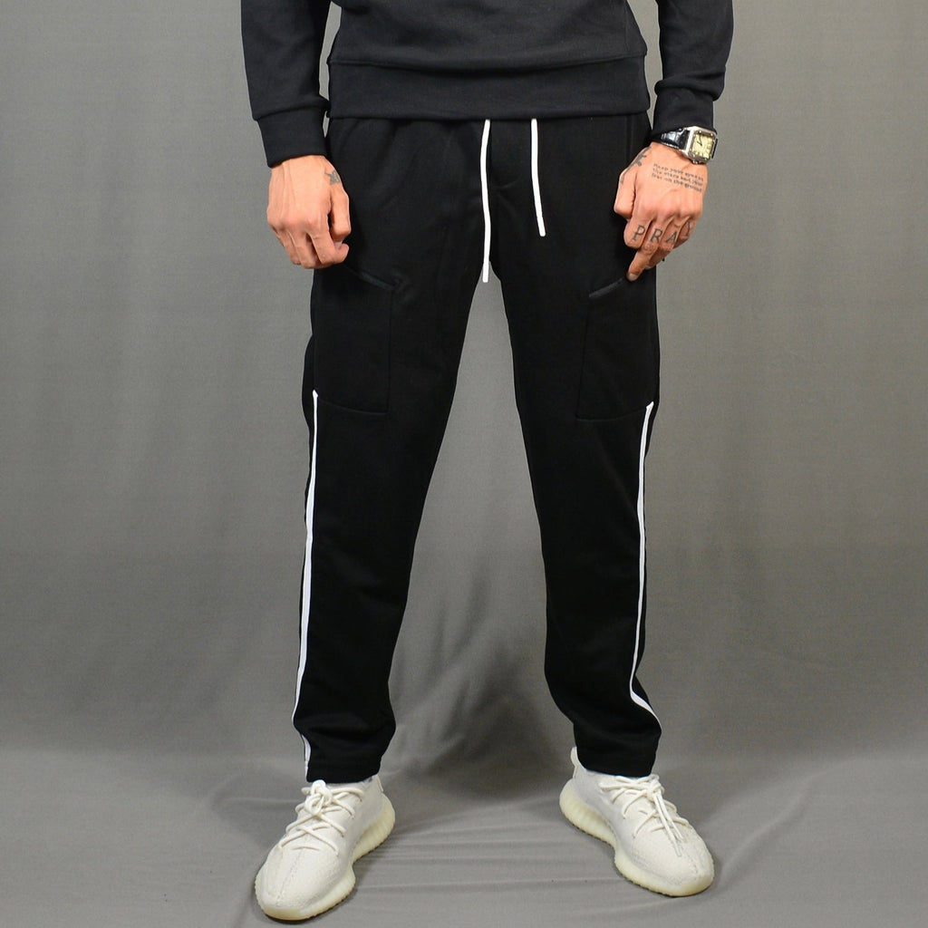 Pantaloni Casual Sport cu Dunga Negru
