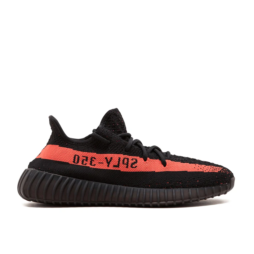 Pantofi Sport Yeezy Boost 350 V2 Core Black-Red Stripe  BY9612