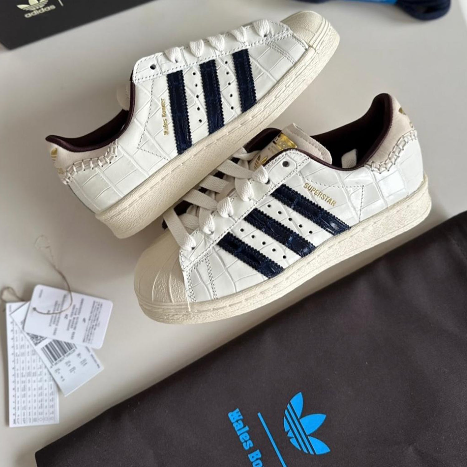 Adidas x Wales Bonner Superstar "White Croc" Sail Crem Bej