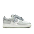 Pantofi Sport Nike Air Force 1 Low Light Silver Pumice Custom Rope Laces Grey-Siret gros gri deschis