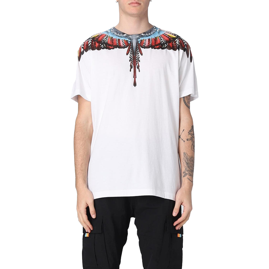 Tricou Marcelo Burlon White-Multicolor Blue Wings CMAA018S23JER002