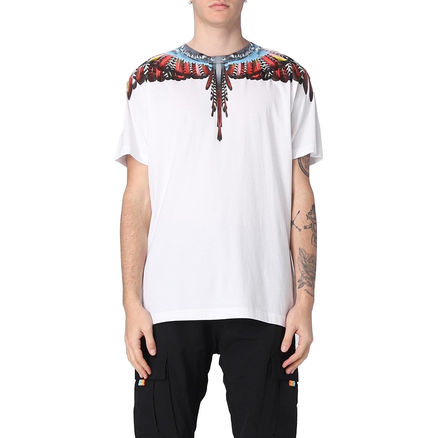 Tricou Marcelo Burlon White-Multicolor Blue Wings CMAA018S23JER002
