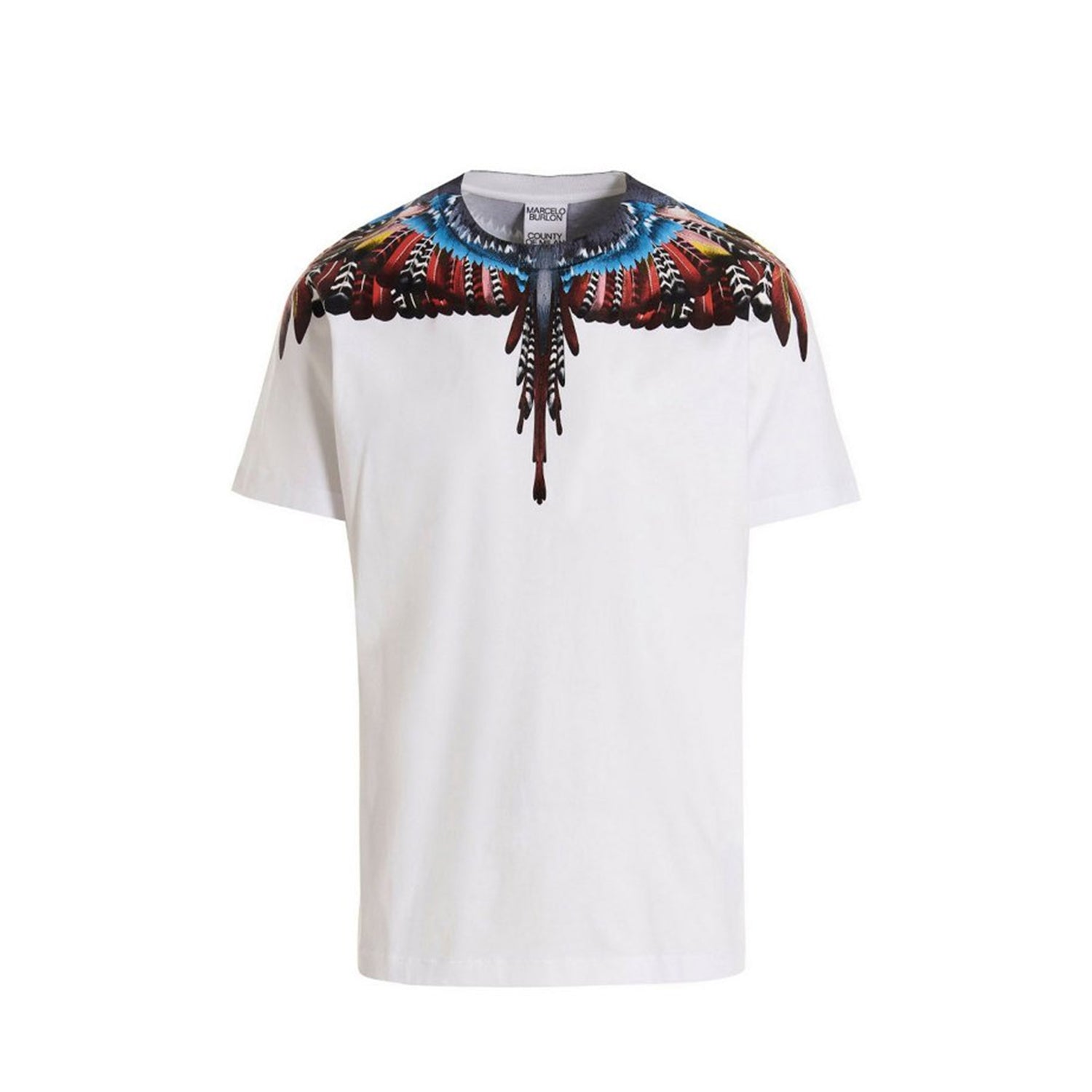 Tricou Marcelo Burlon White-Multicolor Blue Wings CMAA018S23JER002