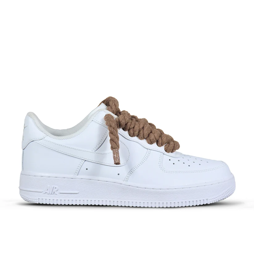 Pantofi Sport Nike Air Force 1 Low Custom Rope Laces Maro Inchis Dark