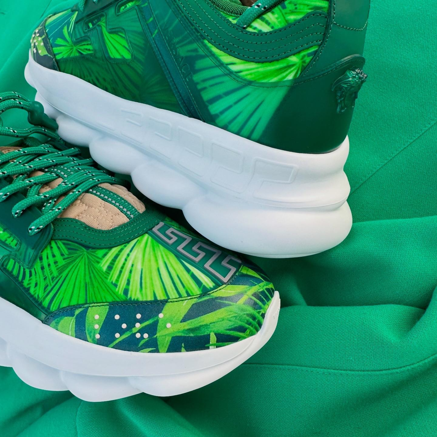 Pantofi Sport Versace Chain Reaction Concepts JLO 2000 Jungle Tropical Green-Emerald