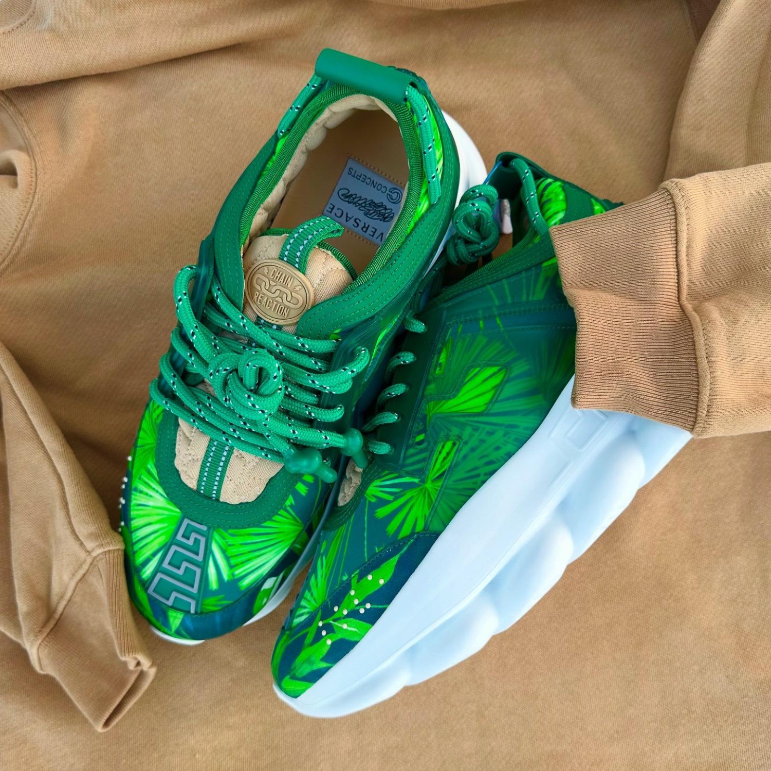 Pantofi Sport Versace Chain Reaction Concepts JLO 2000 Jungle Tropical Green-Emerald